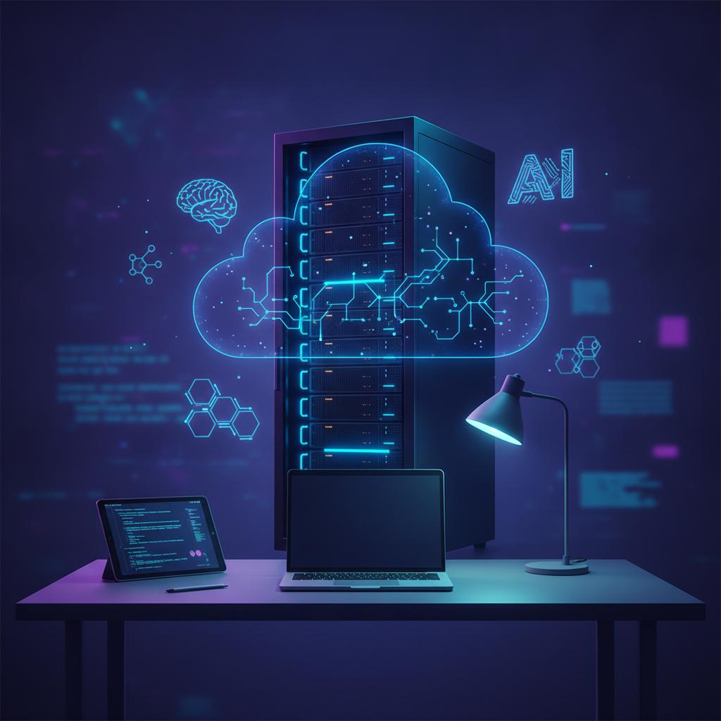 Ilustração técnica representando tecnologia relacionado a Como implementar LLM e IA: Guia Prático de Automaç incluindo Ope...
