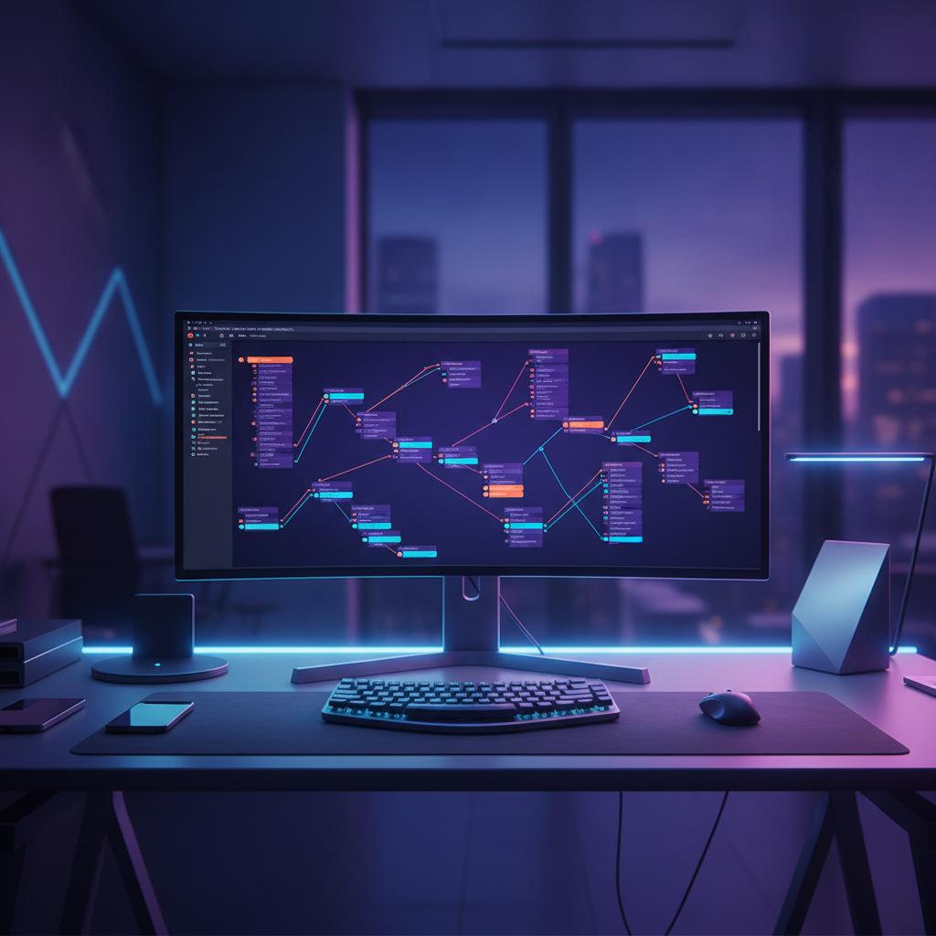 Ilustração técnica representando tecnologia relacionado a N8N: O Guia Definitivo para Automação de Workflows