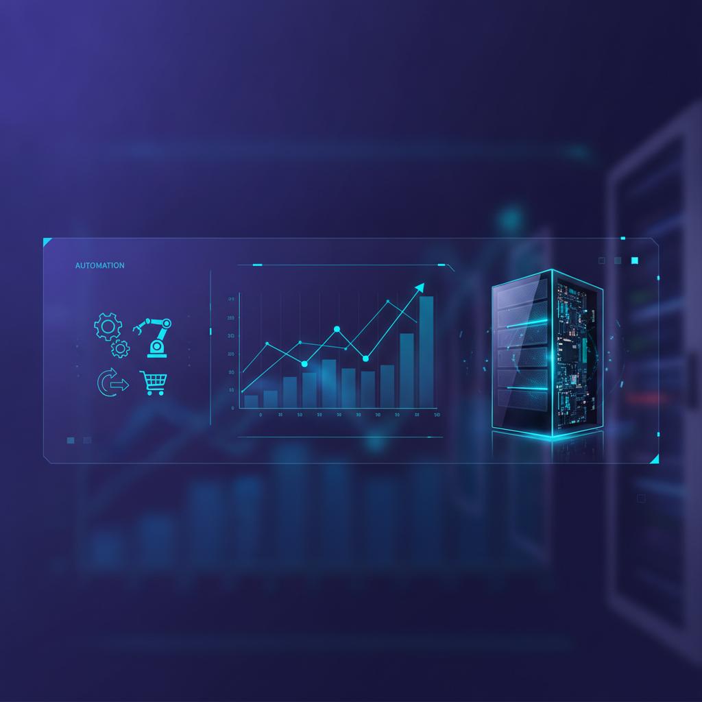 Ilustração técnica representando tecnologia relacionado a Automação no E-commerce: Aumente Lucros com N8N e 