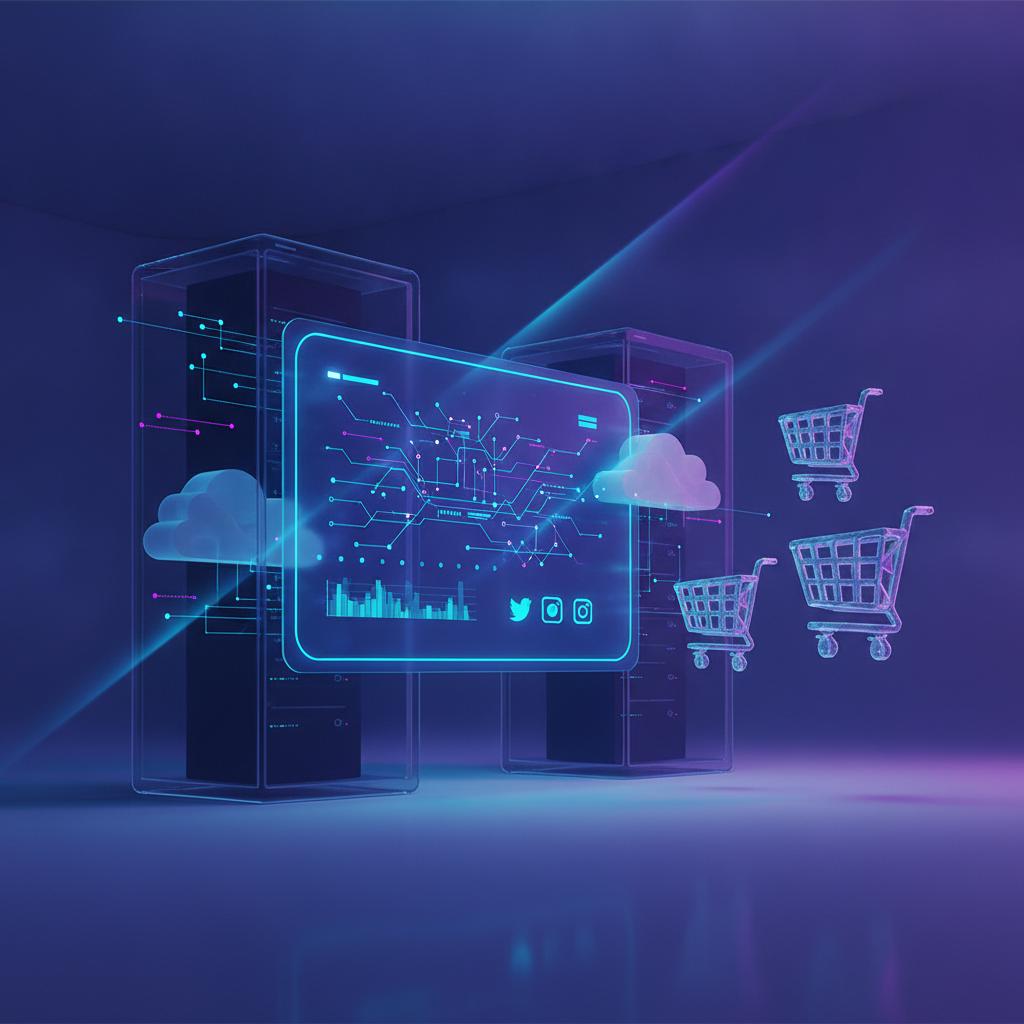 Ilustração técnica representando tecnologia relacionado a Automação no E-commerce: Técnicas Avançadas para 2 incluindo eco...
