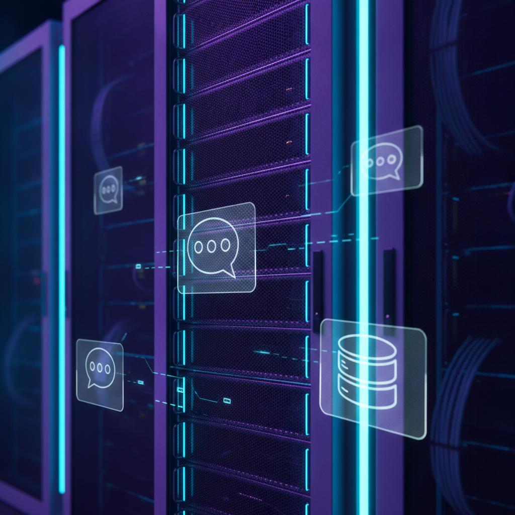 Ilustração técnica representando tecnologia relacionado a Suporte Omnichannel: Integrando Chatwoot e CRM na  incluindo Roc...