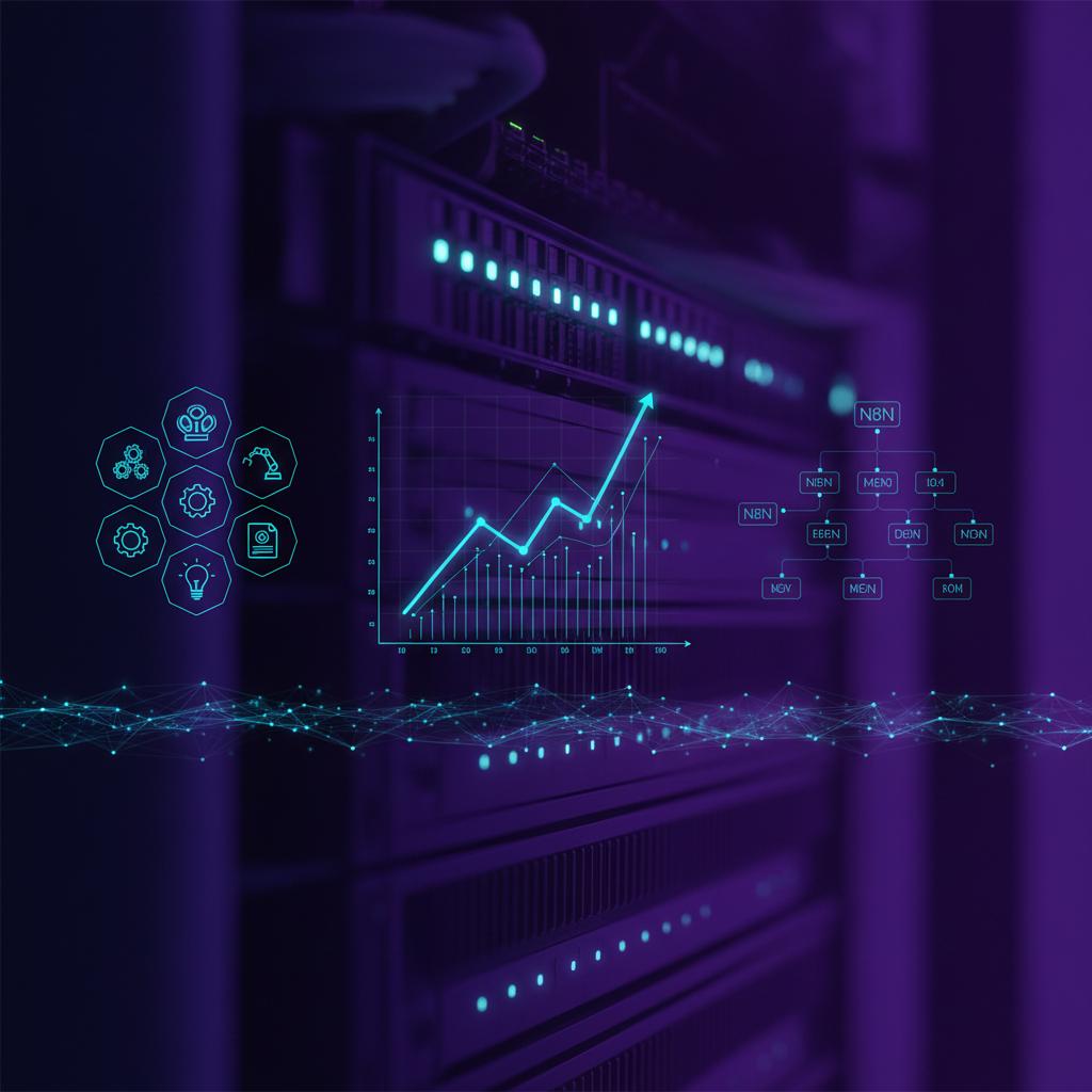 Ilustração técnica representando tecnologia relacionado a Automação de E-commerce: Fluxos Inteligentes para  incluindo eco...