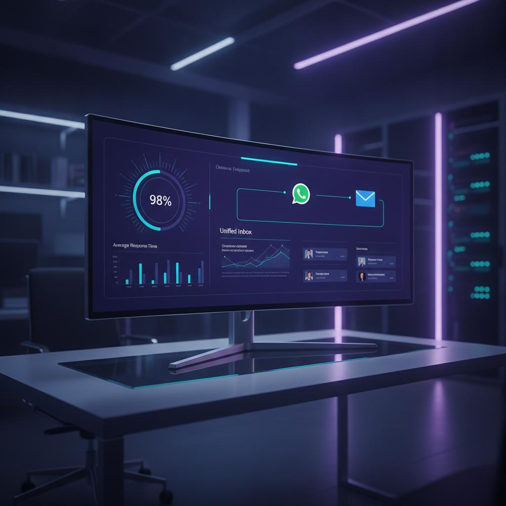 Ilustração técnica representando tecnologia relacionado a Suporte Omnichannel: Segredos de Infraestrutura e  incluindo Cha...