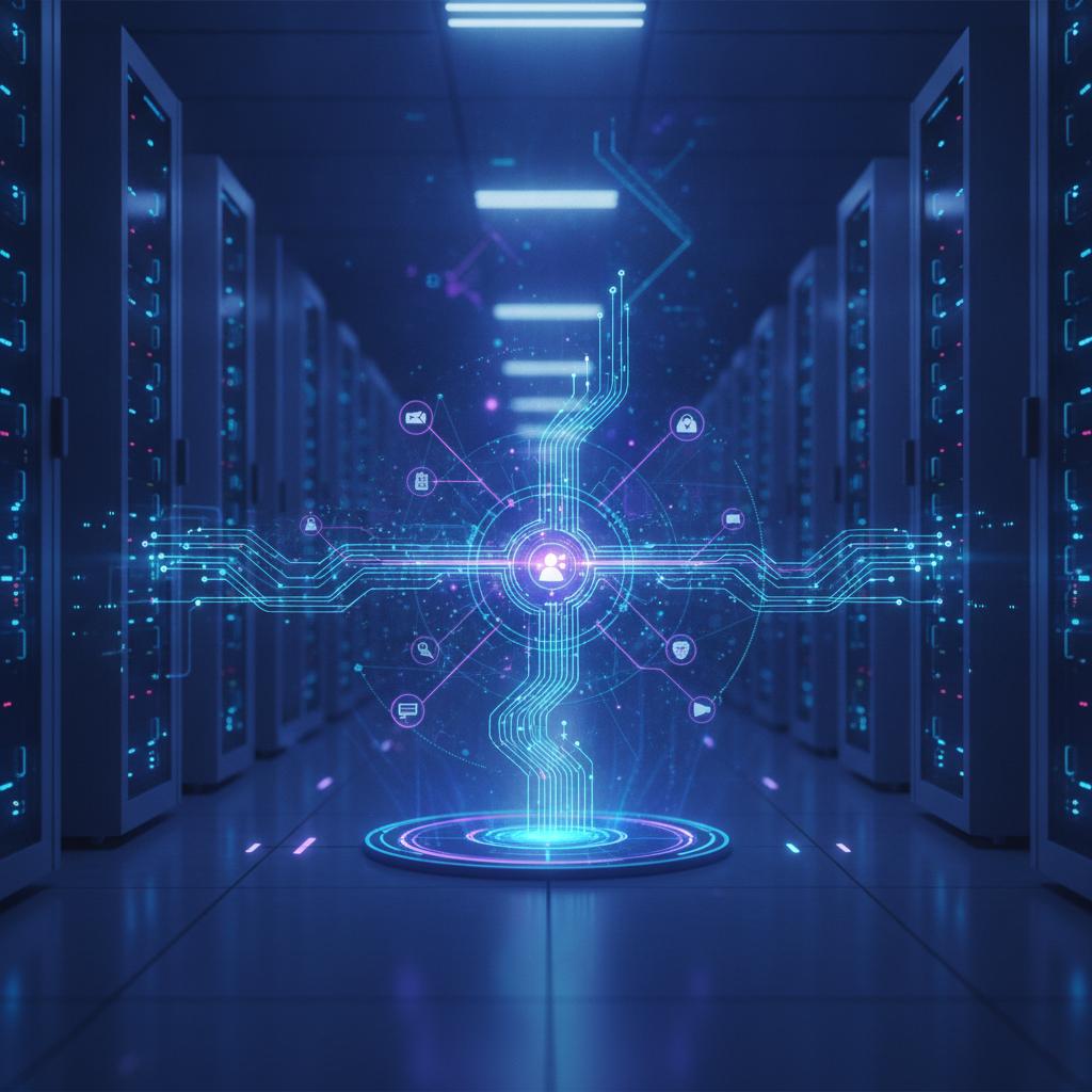 Ilustração técnica representando tecnologia relacionado a Atendimento Omnichannel: Como Escolher sua Stack e incluindo Cha...