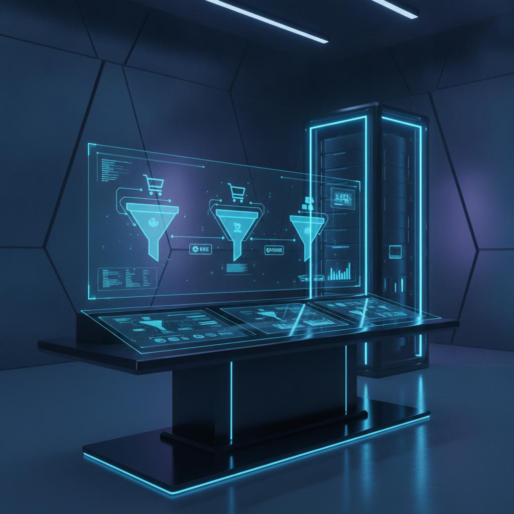 Ilustração técnica representando tecnologia relacionado a Automação no E-commerce: Setup de Alta Eficiência 