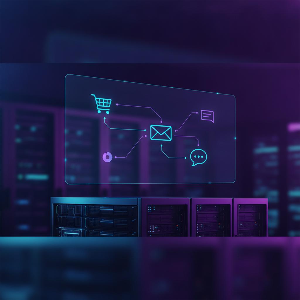 Ilustração técnica representando tecnologia relacionado a Automação no E-commerce: Otimizando Fluxos com N8N