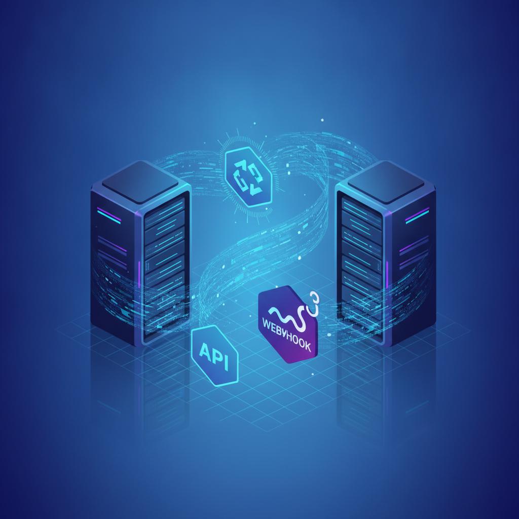 Ilustração técnica representando tecnologia relacionado a Webhooks e API REST: Otimizando a Integração em 20