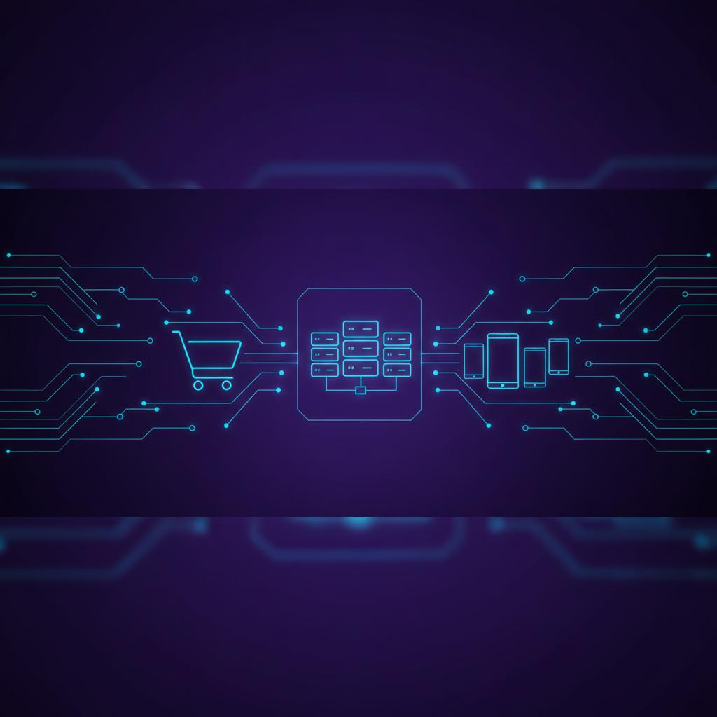 Ilustração técnica representando tecnologia relacionado a Automação no E-commerce: Setup de Fluxos com N8N e