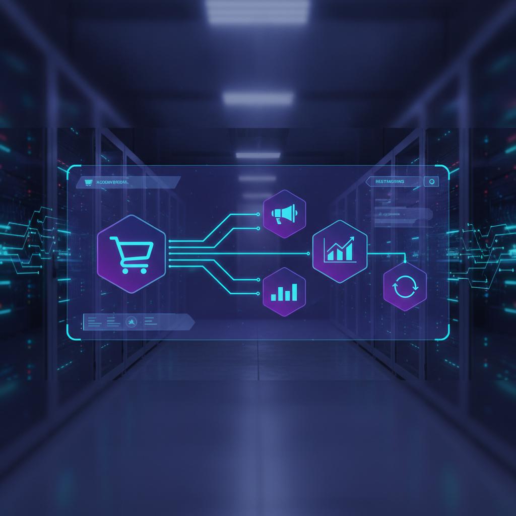 Ilustração técnica representando tecnologia relacionado a Automação de E-commerce: Do Carrinho Abandonado ao incluindo eco...