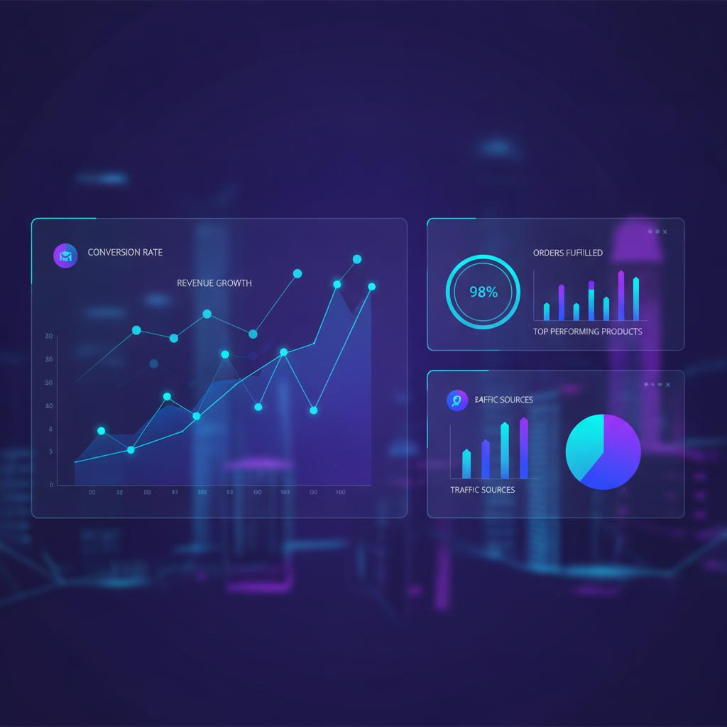 Ilustração técnica representando tecnologia relacionado a Automação no E-commerce: Escala e Gestão de Fluxos incluindo eco...