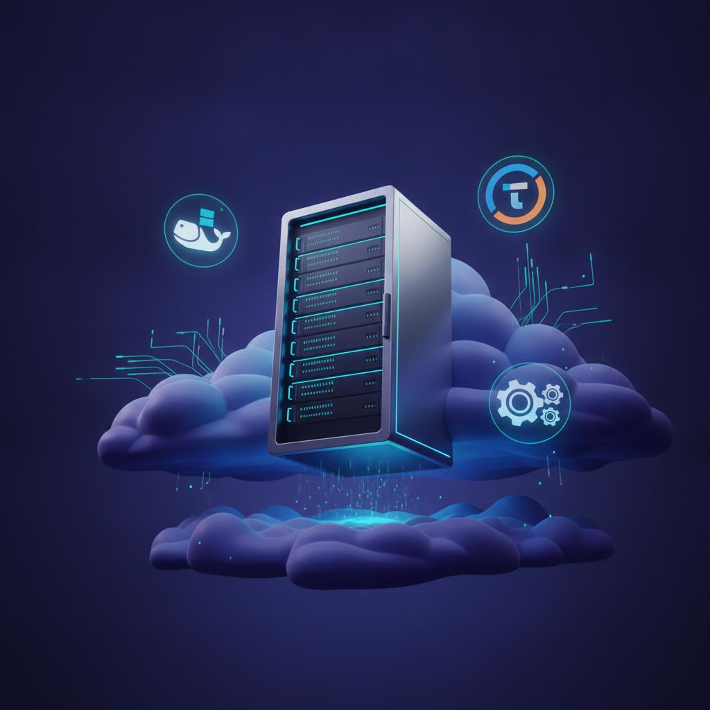 Ilustração técnica representando tecnologia relacionado a Server Management: Por que trocar o cPanel pelo Ea incluindo Tra...