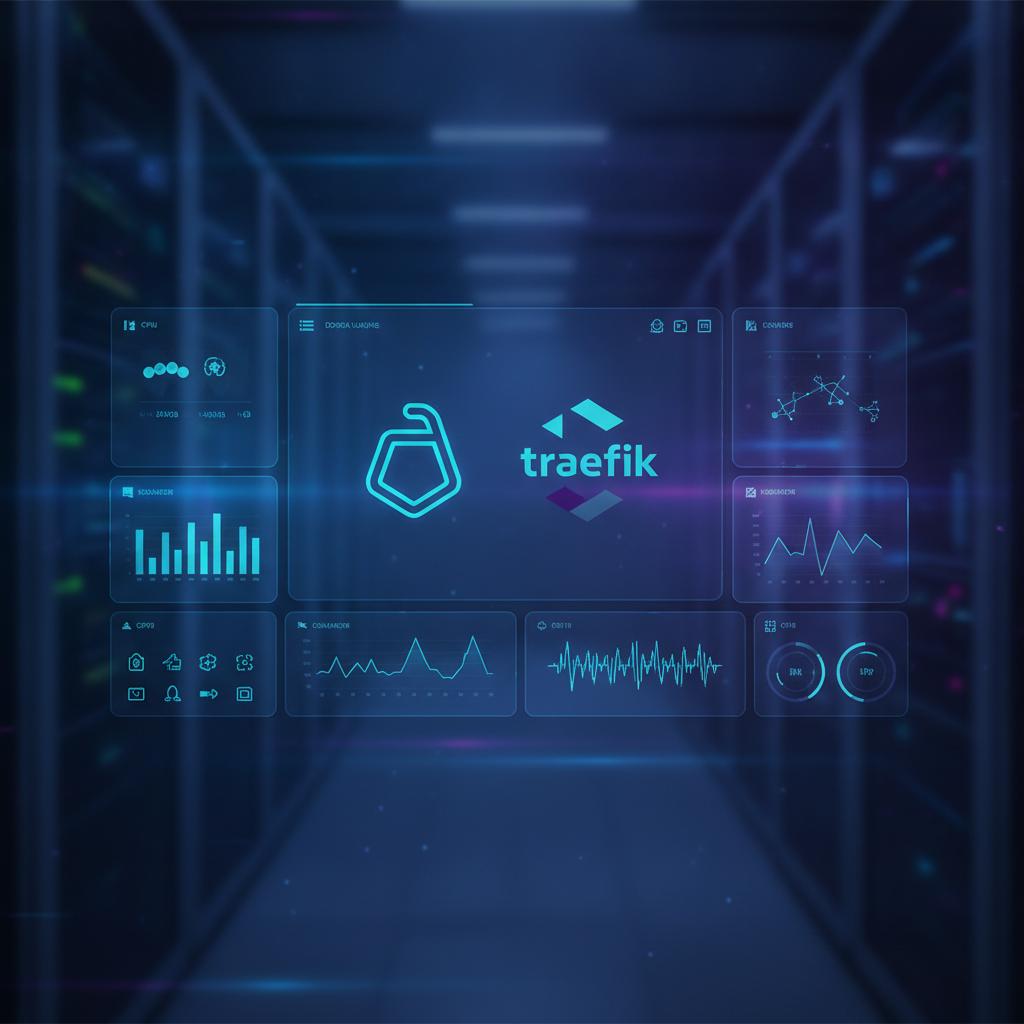 Ilustração técnica representando tecnologia relacionado a Server Management: Saindo do cPanel para EasyPanel incluindo Tra...