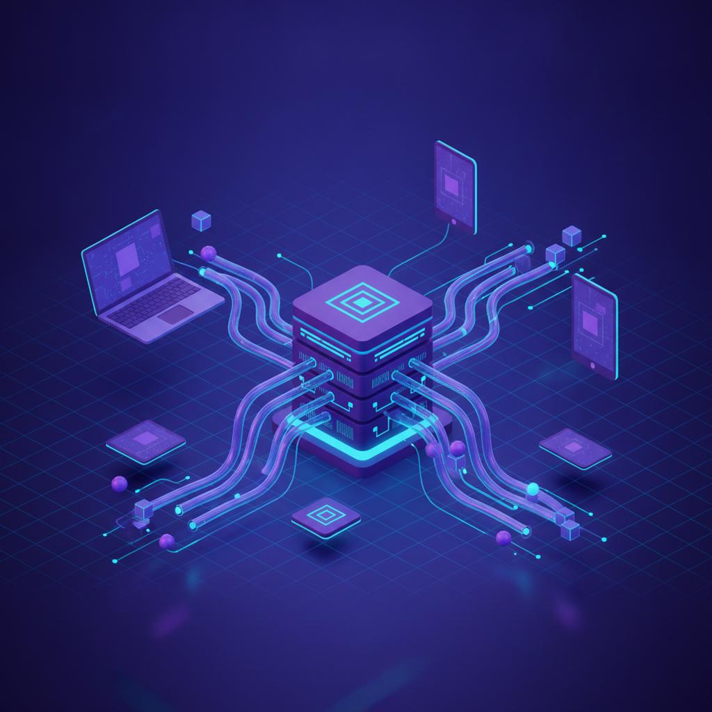 Ilustração técnica representando tecnologia relacionado a Webhooks vs Polling: Otimizando sua API em 2026