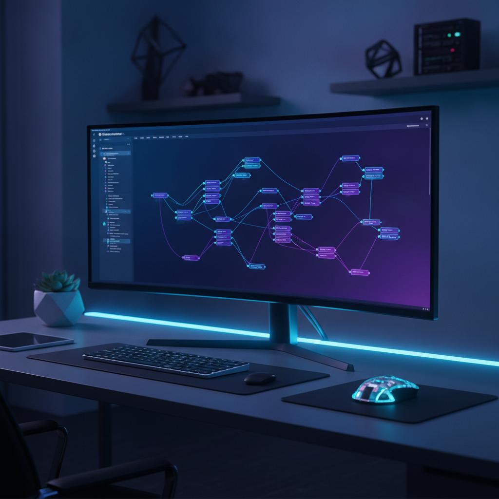 Ilustração técnica representando tecnologia relacionado a E-commerce Automation: 7 Fluxos N8N para Vendas On