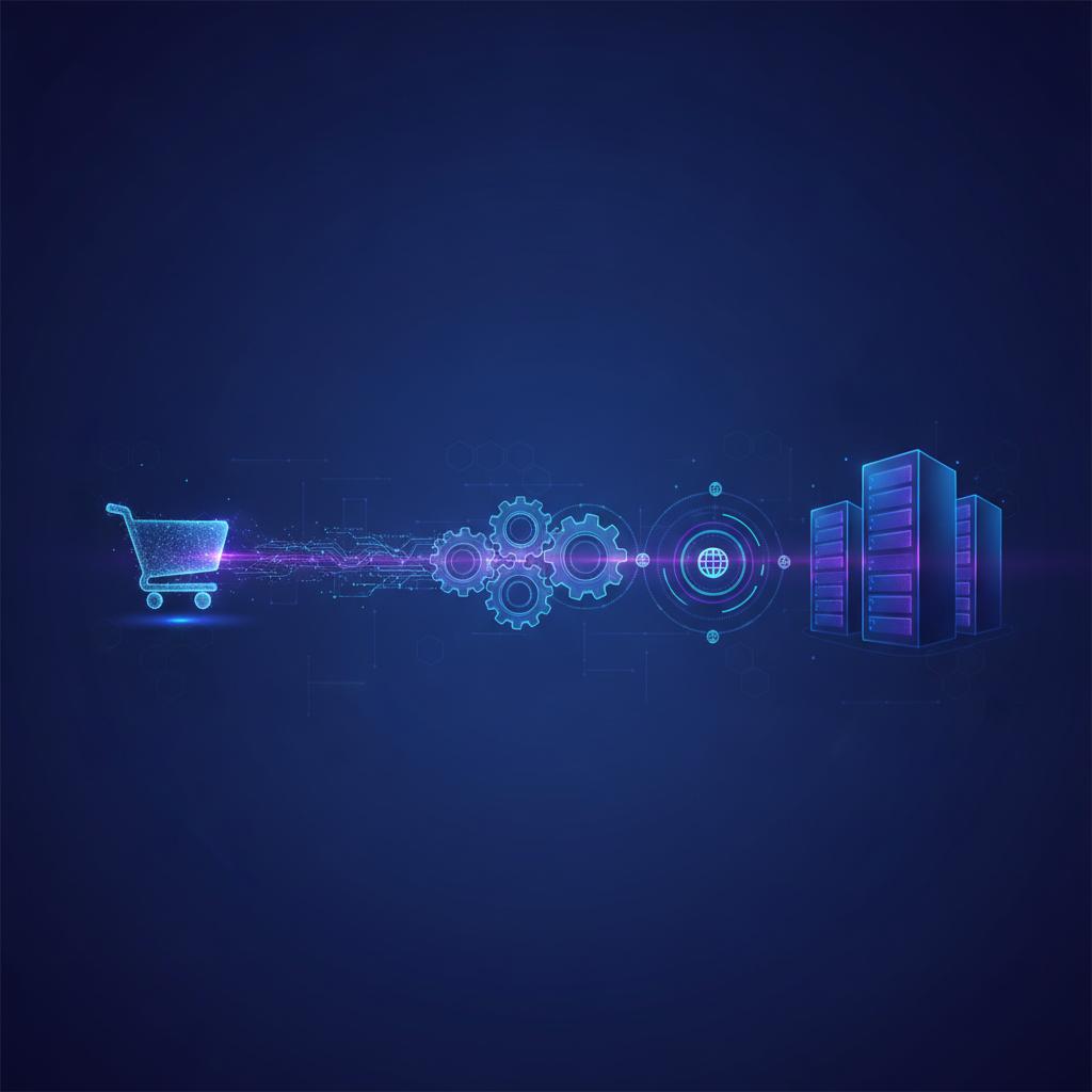 Ilustração técnica representando tecnologia relacionado a Ecommerce Automation: Automação Inteligente com N8