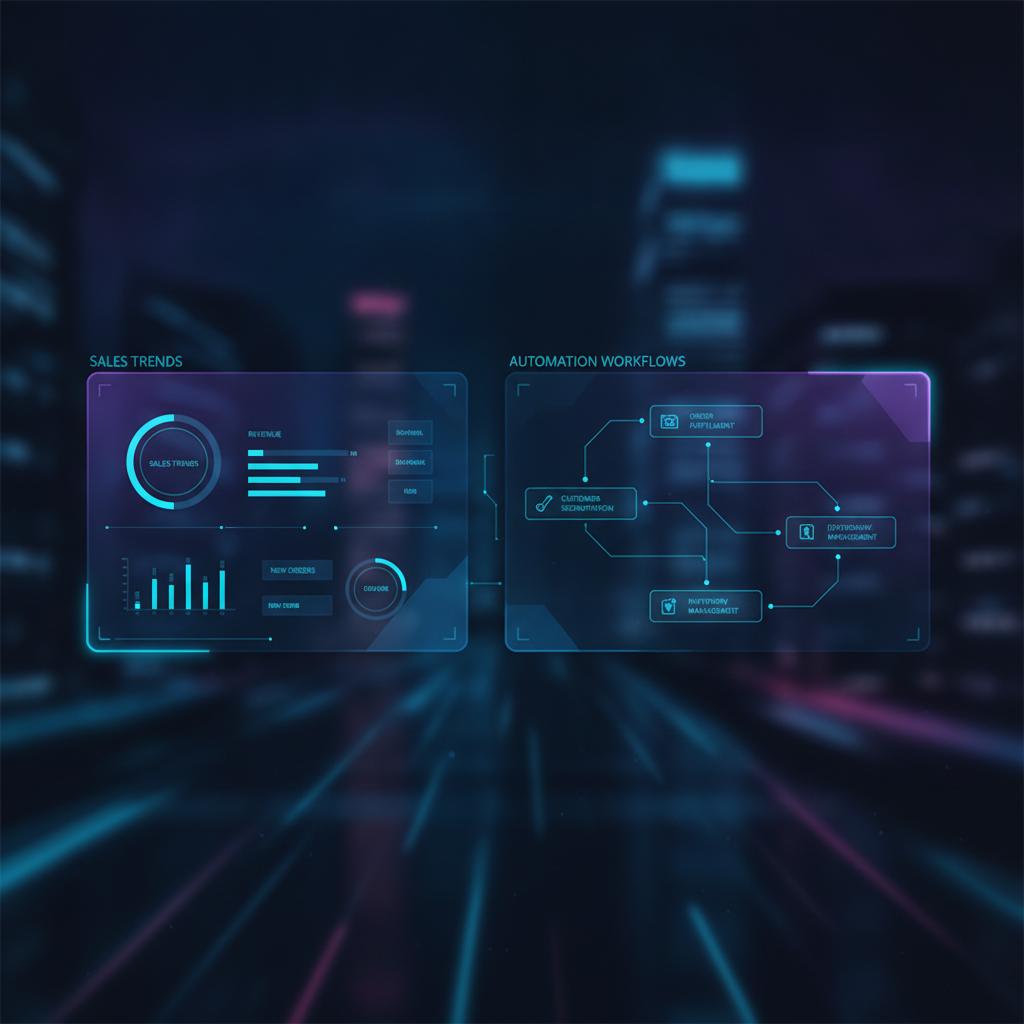 Ilustração técnica representando tecnologia relacionado a Ecommerce Automation: 3 Hacks de Integração via N8