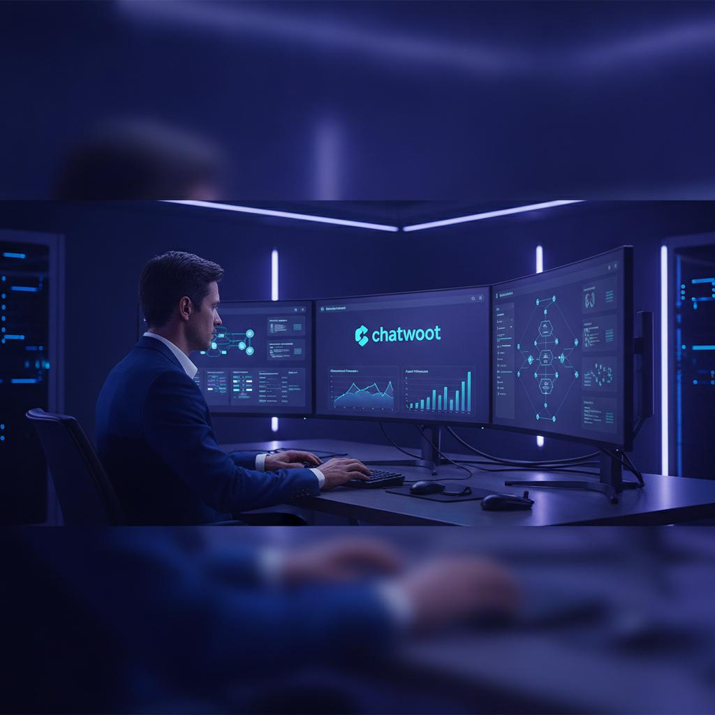 Ilustração técnica representando tecnologia relacionado a Chatwoot e CRM na VPS: Otimize seu Atendimento