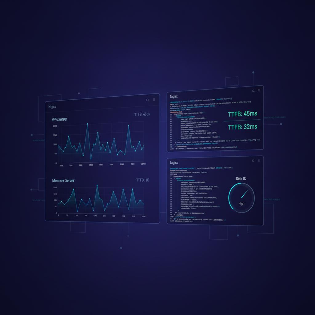 Ilustração técnica representando tecnologia relacionado a Como Reduzir o TTFB em VPS: Otimização Avançada incluindo otimiz...