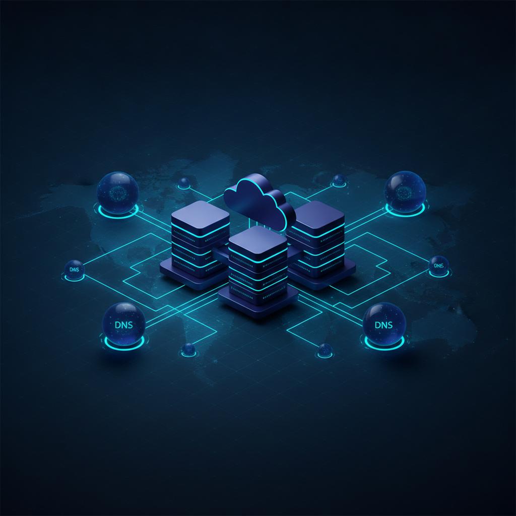 Ilustração técnica representando tecnologia relacionado a Configuração de DNS e Domínios: O Guia Prático