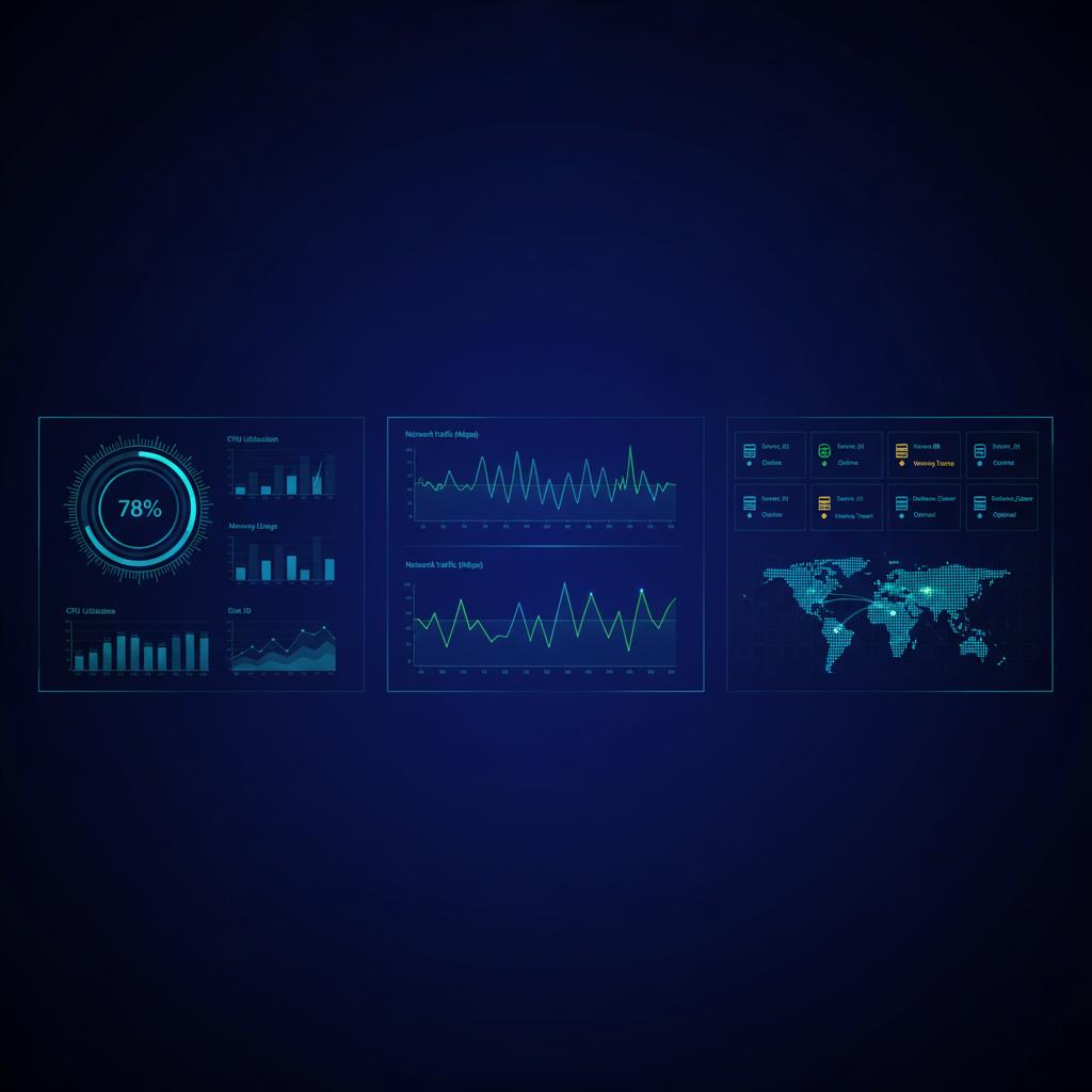 Ilustração técnica representando tecnologia relacionado a Monitoramento de Servidor: Guia Prático com Stack  incluindo Gra...