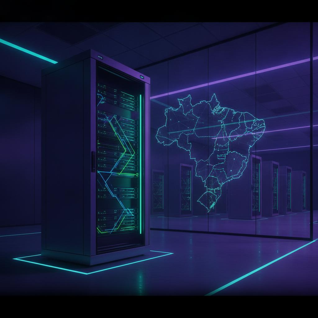Ilustração técnica representando tecnologia relacionado a VPS Brasil: Por Que a Latência Baixa Muda Tudo incluindo hospeda...