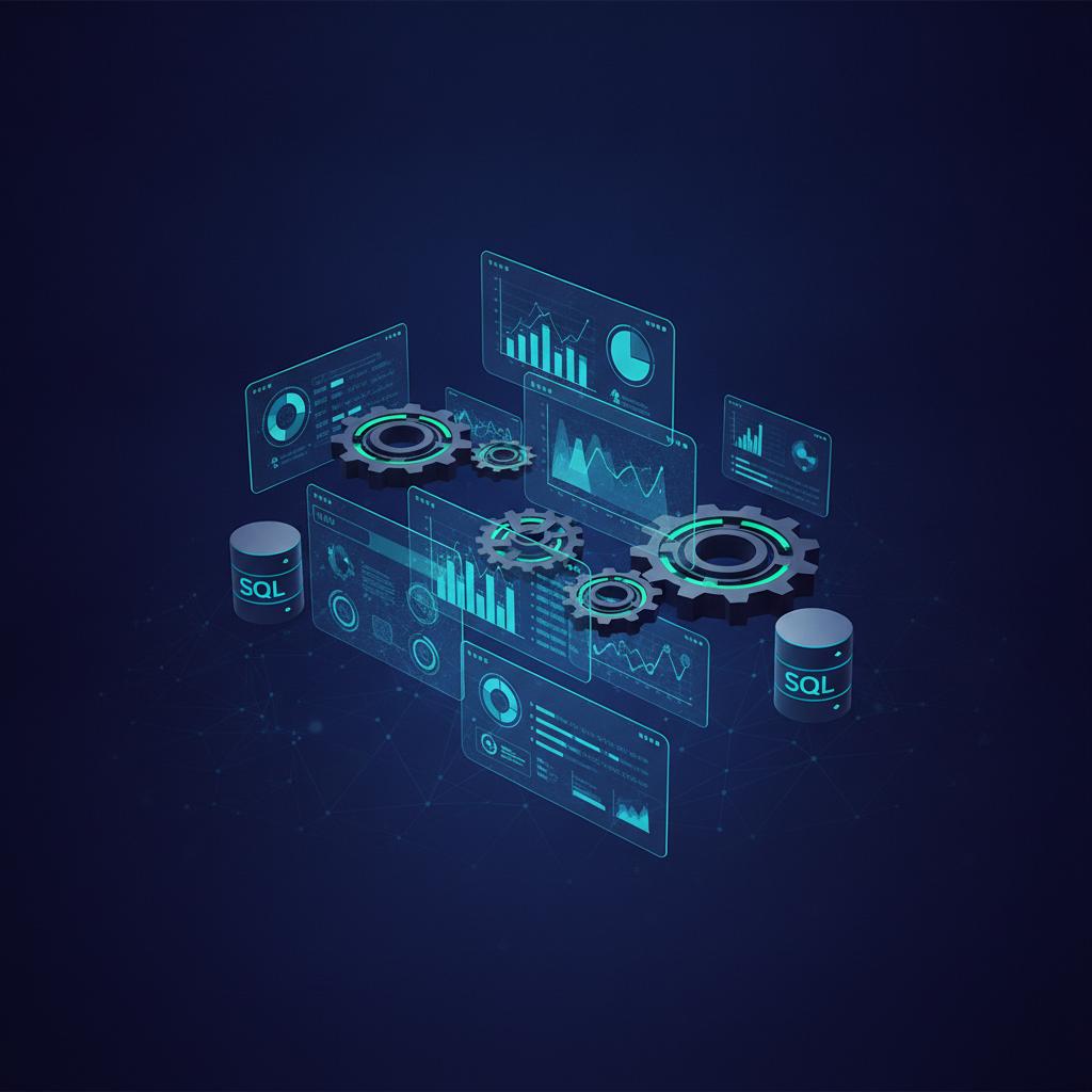 Ilustração técnica representando tecnologia relacionado a Ferramentas No-Code: Baserow, NocoDB e Appsmith na