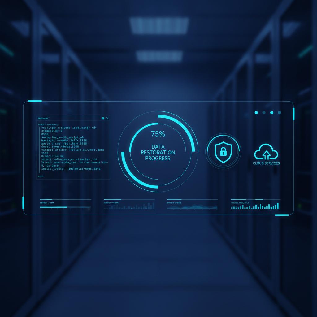 Ilustração técnica representando tecnologia relacionado a Restauração de Dados no VPS: Guia Prático de Recup incluindo bac...