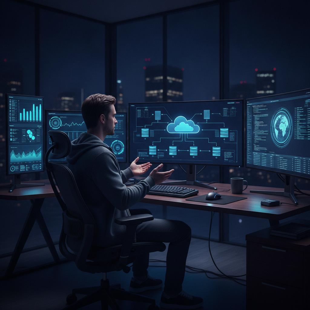 Ilustração técnica representando tecnologia relacionado a Ferramentas No-Code: Criando Sistemas sem Programa incluindo Noc...