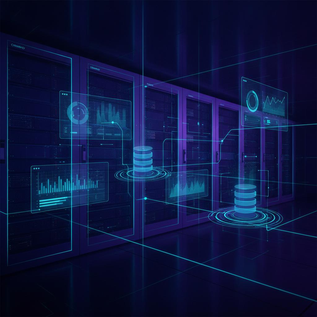 Ilustração técnica representando tecnologia relacionado a Como Hospedar No-Code Tools em VPS com Docker incluindo NocoDB e...