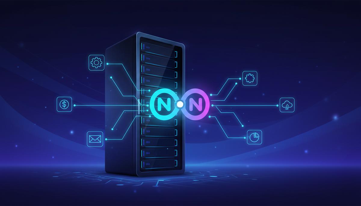 Ilustração técnica representando tecnologia relacionado a N8N Self-Hosted: Instalando Automação em VPS Ubunt