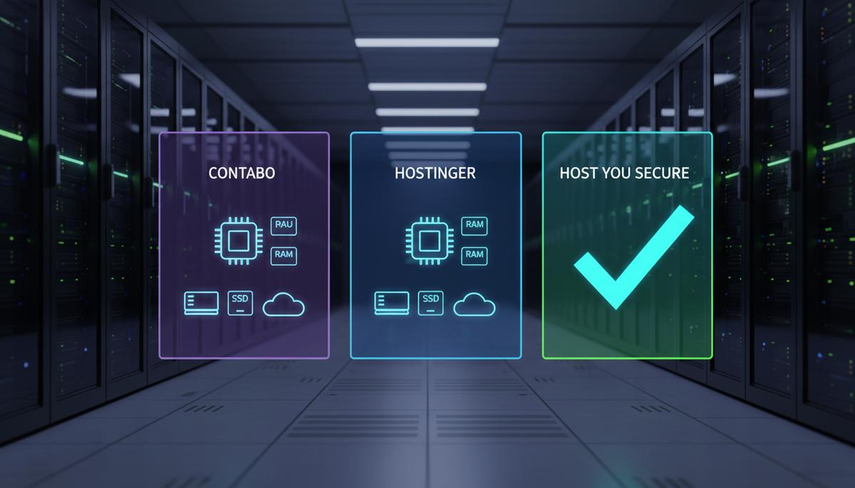 Ilustração técnica representando tecnologia relacionado a VPS Ideal: Contabo vs Hostinger e Planos Host You  incluindo com...