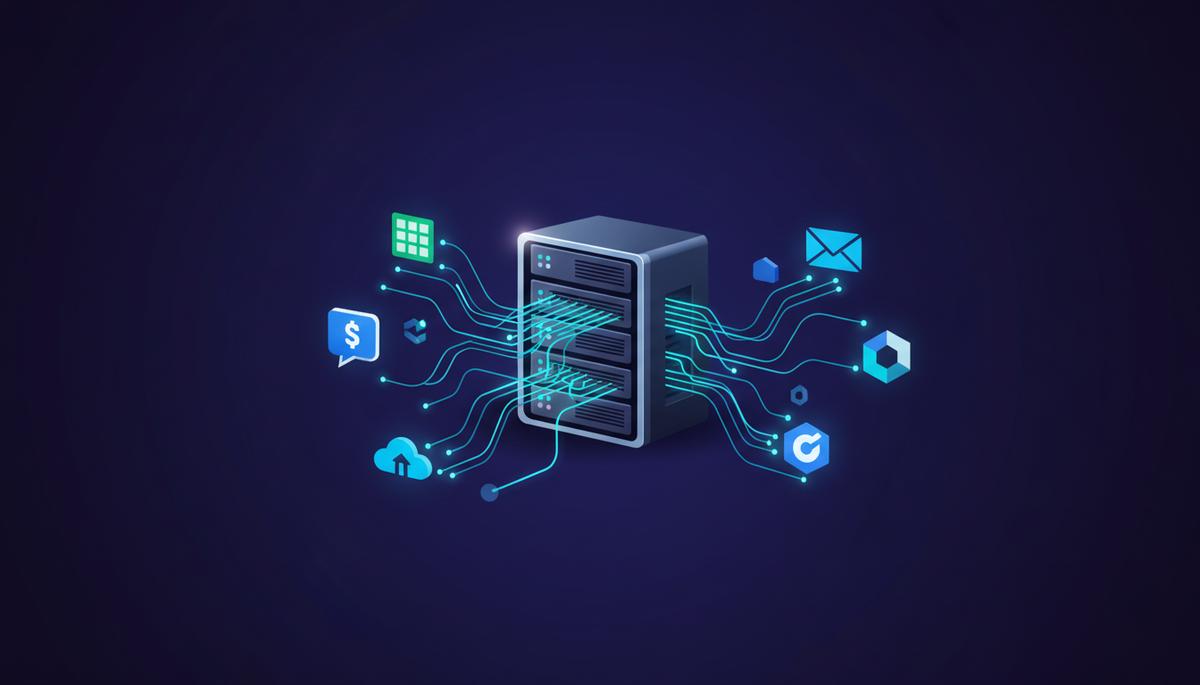Ilustração técnica representando tecnologia relacionado a N8N em VPS: Seu Workflow Autônomo na Nuvem incluindo automação