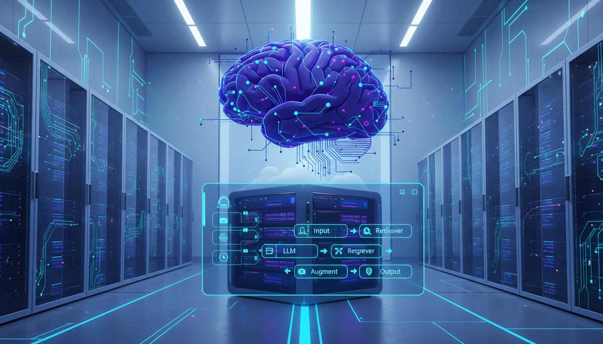 Ilustração técnica representando tecnologia relacionado a Flowise AI: Implemente Agentes RAG em Seu VPS com  incluindo age...