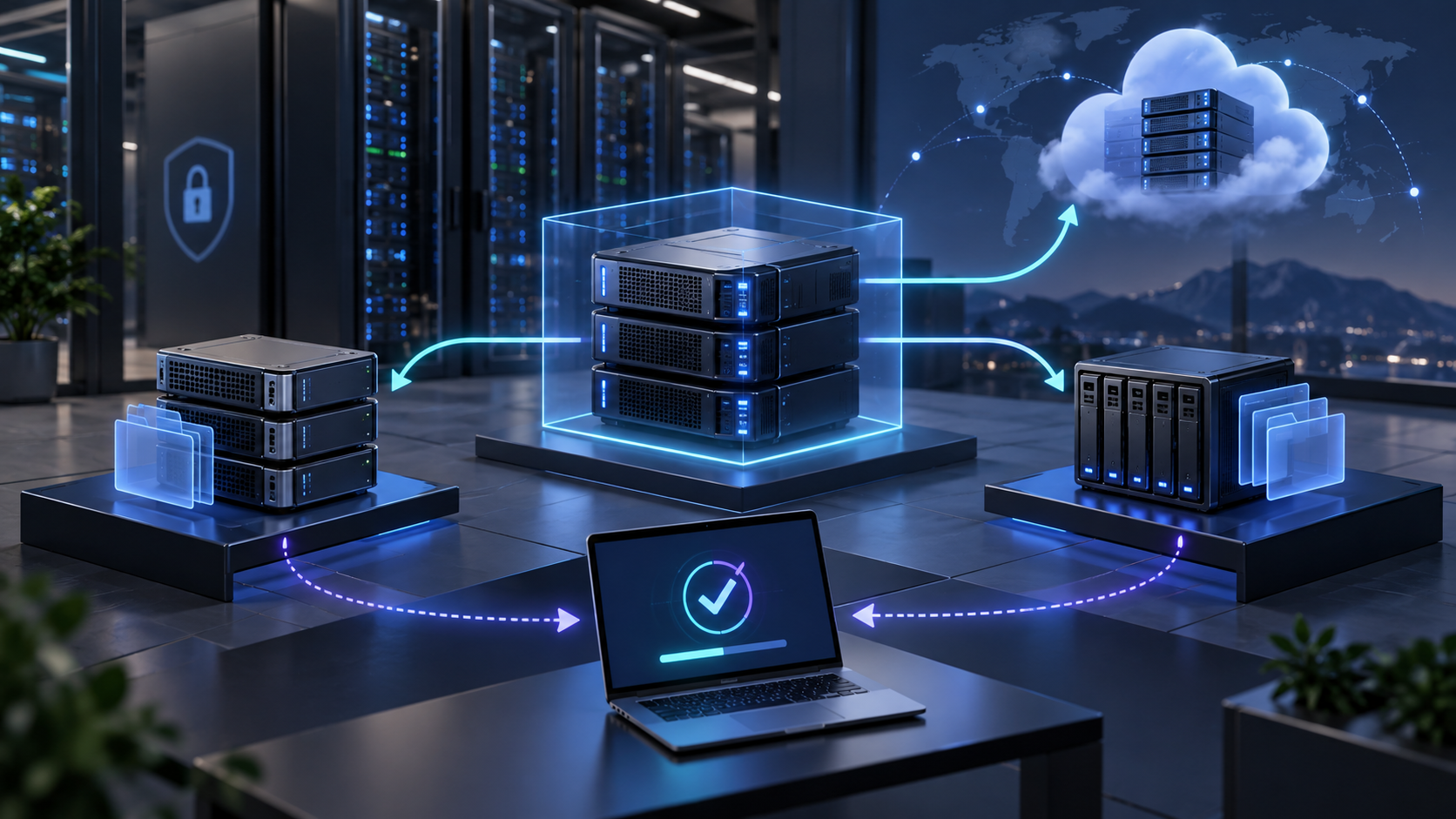 Ilustração técnica sobre WordPress em VPS: backup e restauração verificável