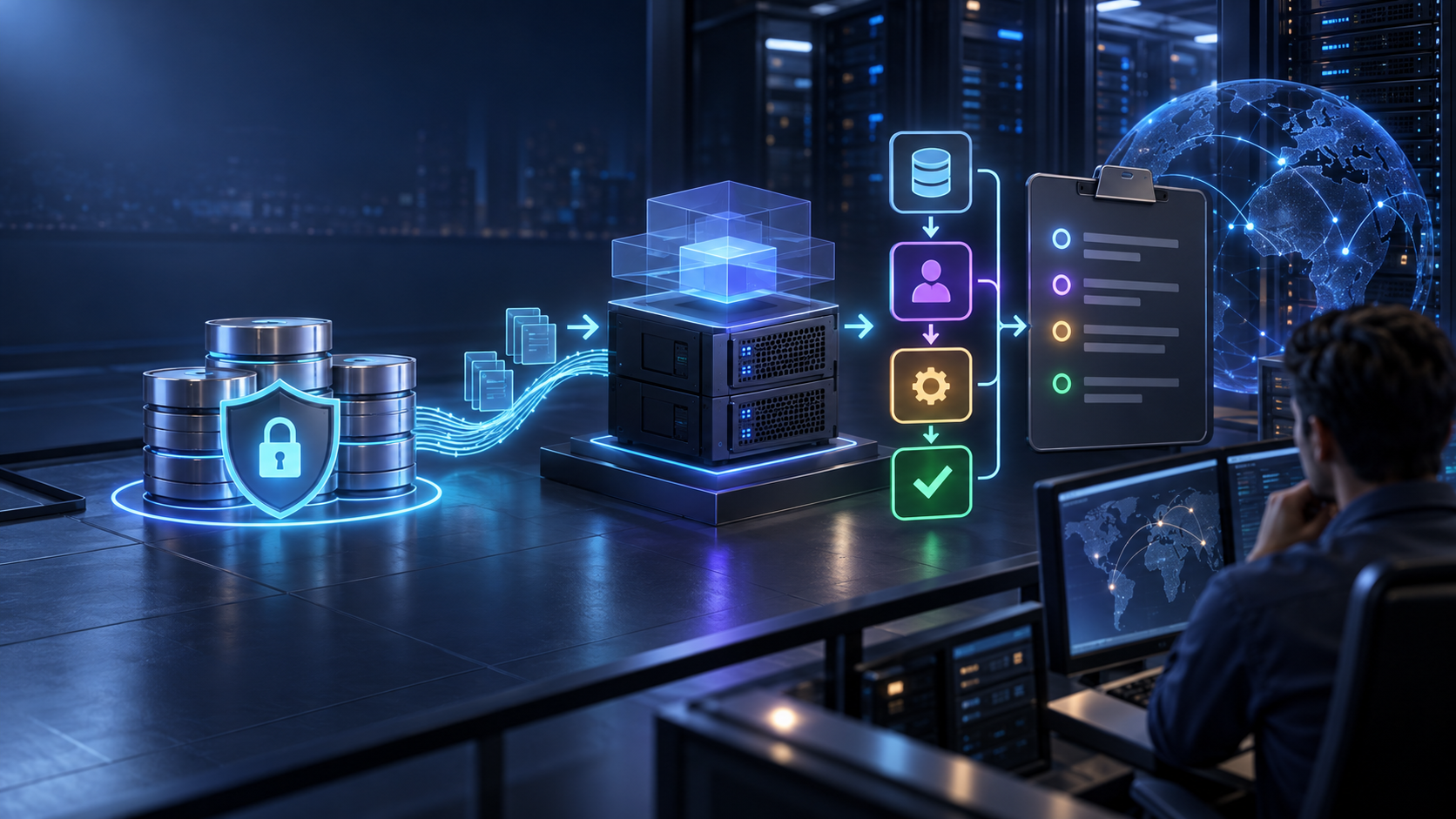 Ilustração técnica sobre Backup de aplicações: backup e restauração verificável