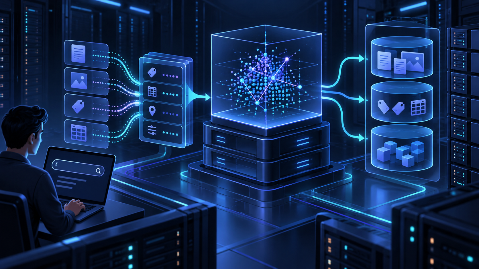 Ilustração técnica sobre Qdrant: Índice e Payload sem Inchar a VPS