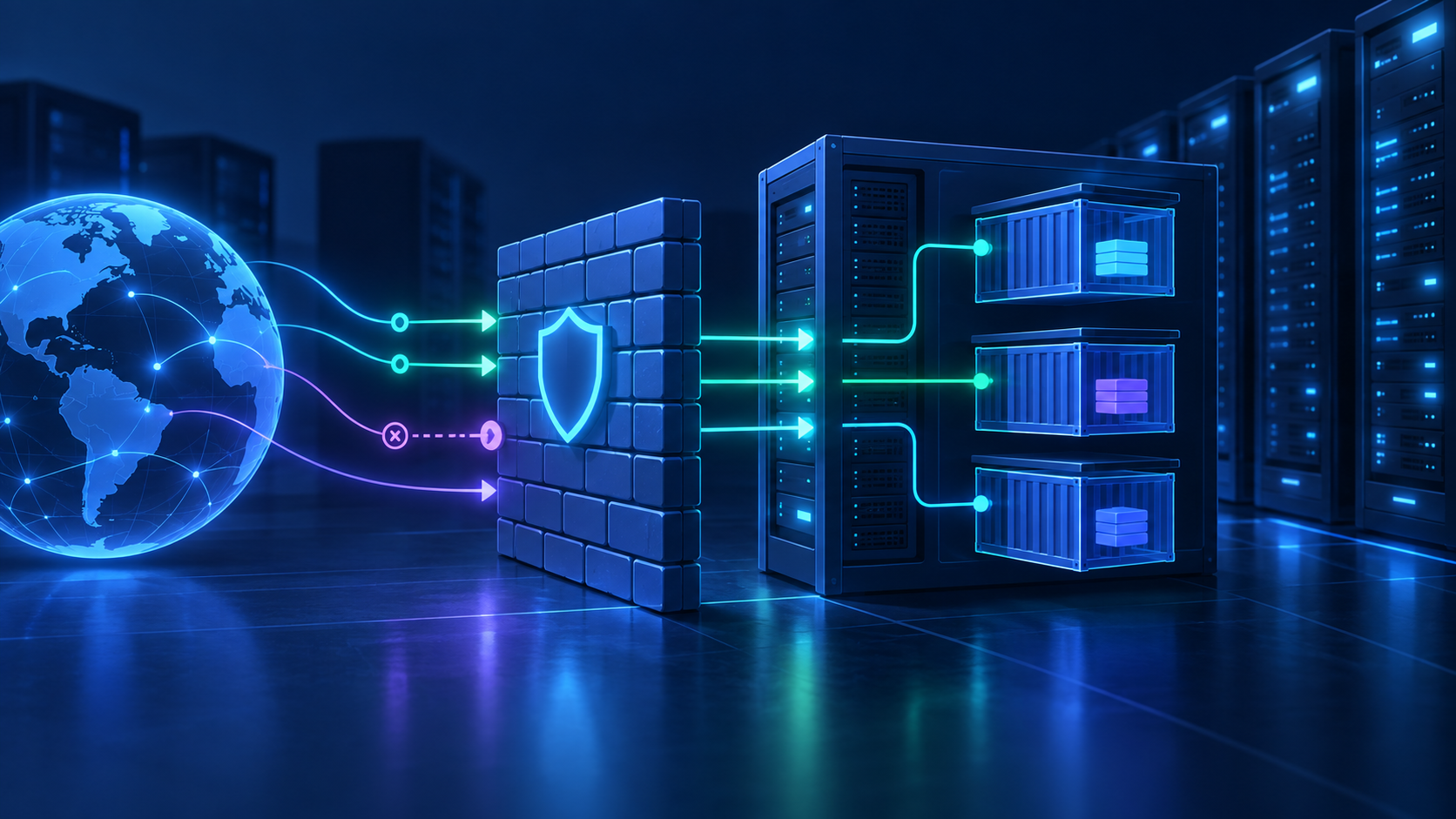 Ilustração técnica sobre Docker e UFW: Evite Bypass do Firewall