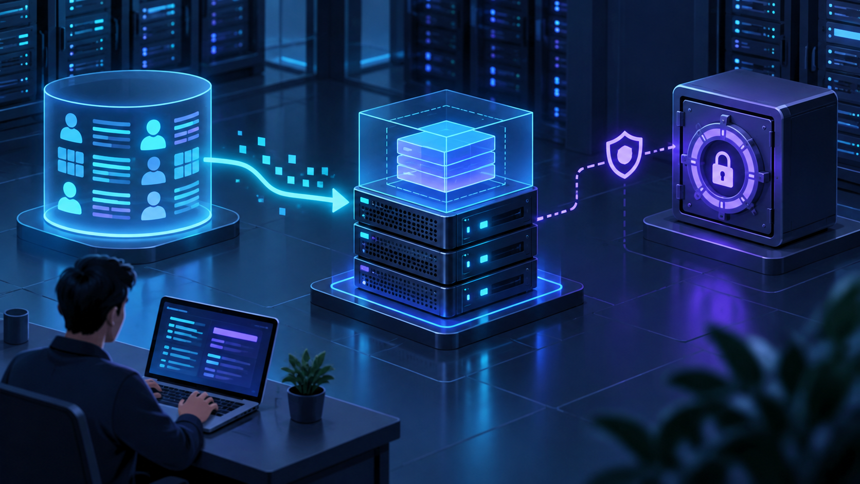 Ilustração técnica sobre Staging na VPS: Clone sem Copiar Segredos