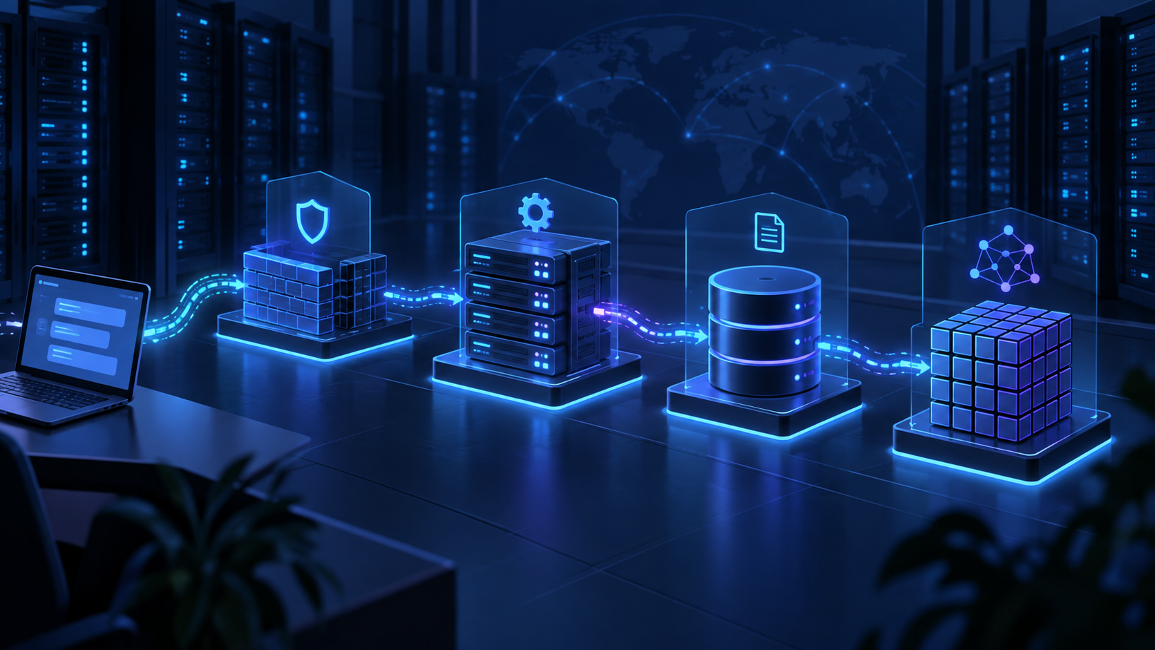 Ilustração técnica sobre Ollama atrás do Nginx: API Local Protegida