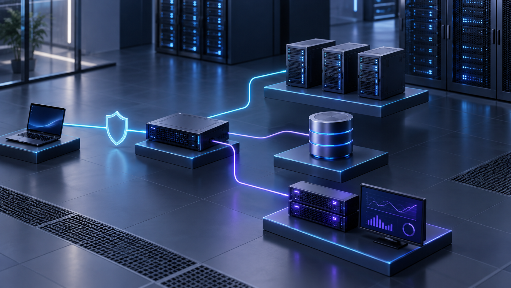 Ilustração técnica sobre WordPress em VPS: diagnóstico de falhas por camadas