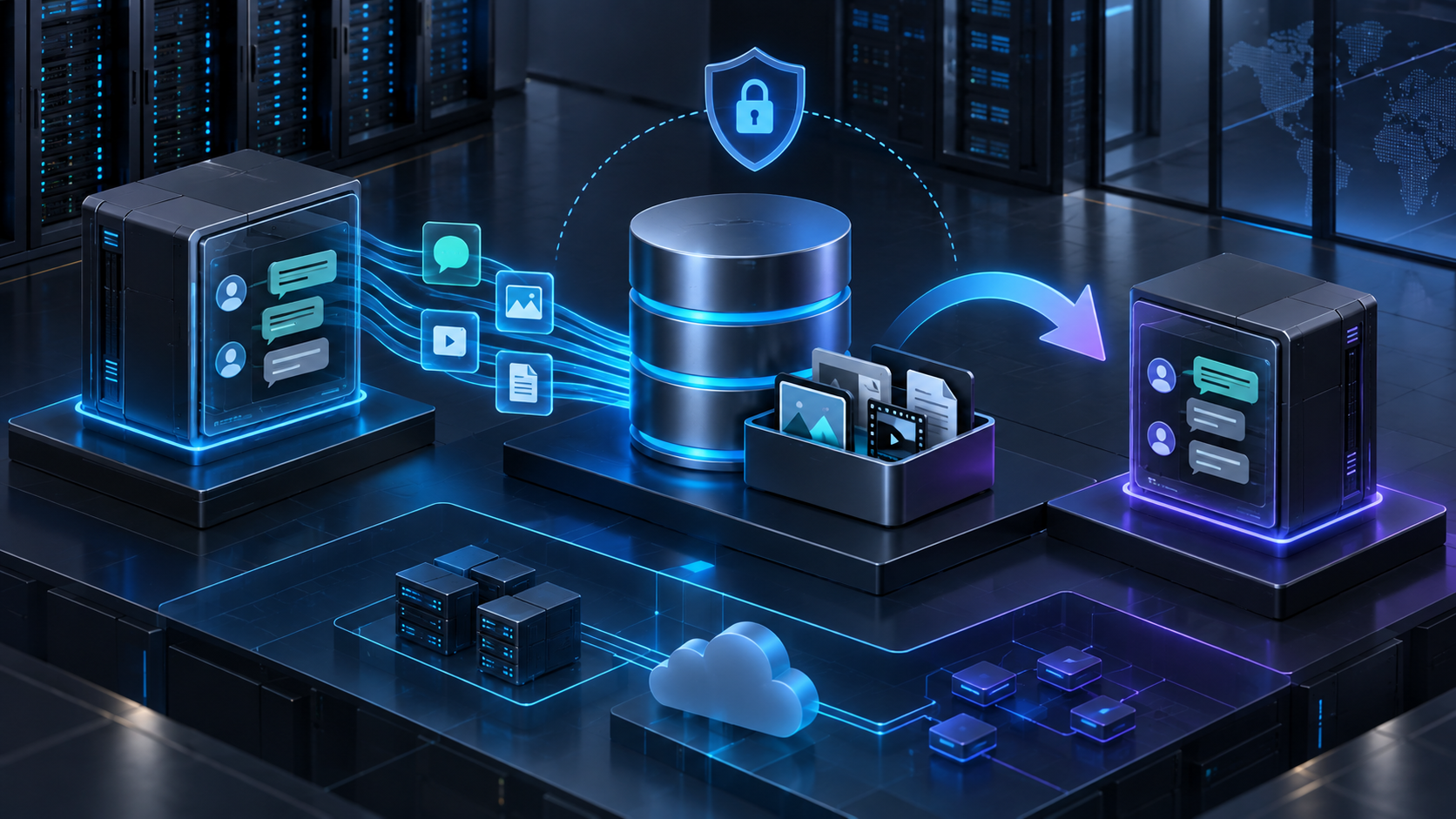 Ilustração técnica sobre Evolution API em VPS: limites de CPU, RAM e disco