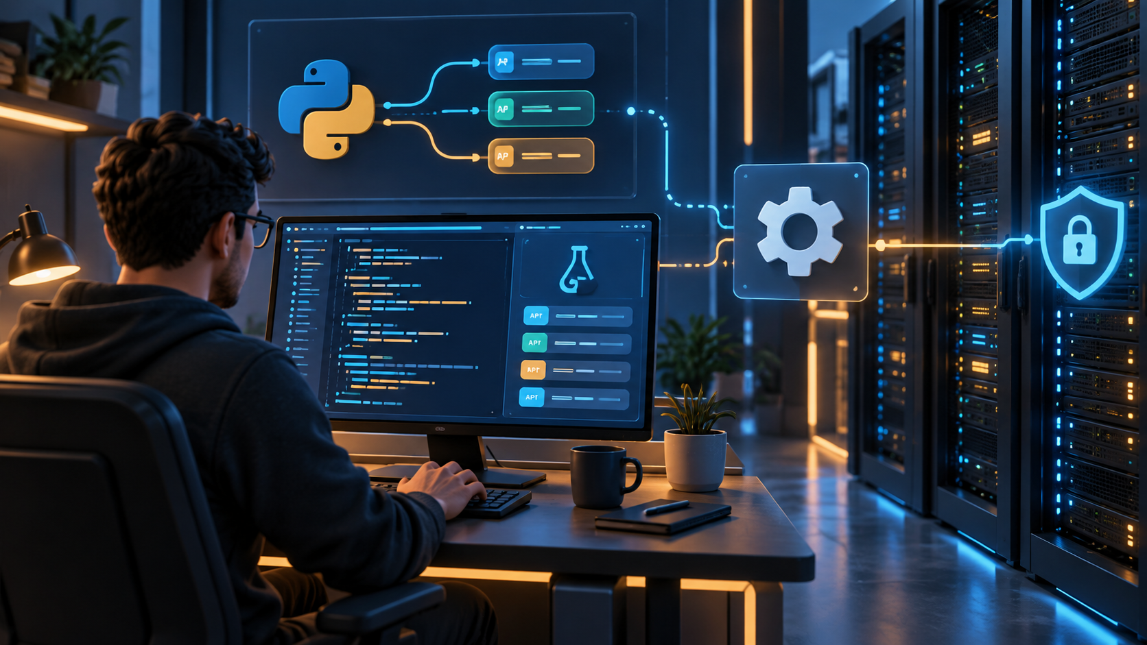 Ilustração técnica sobre Docker Compose em VPS Ubuntu: healthcheck sem mistério