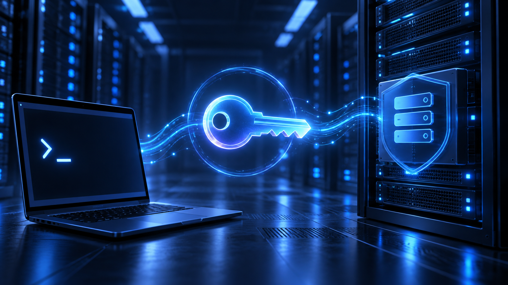 Ilustração técnica sobre Como configurar acesso SSH por chave no Ubuntu VPS