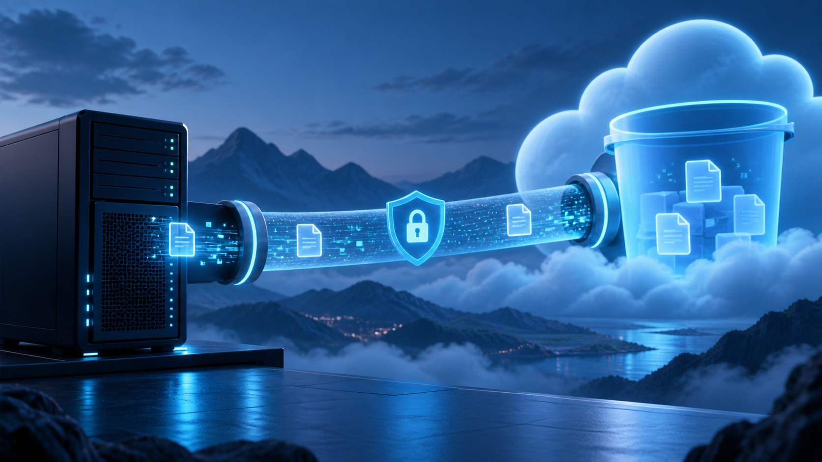 Ilustração técnica sobre S3 compatível no VPS: backup com rclone passo a passo