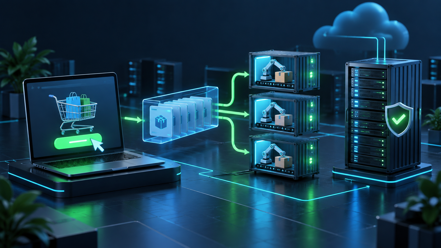 Ilustração técnica sobre E-commerce na VPS: Fila para Processar Pedidos