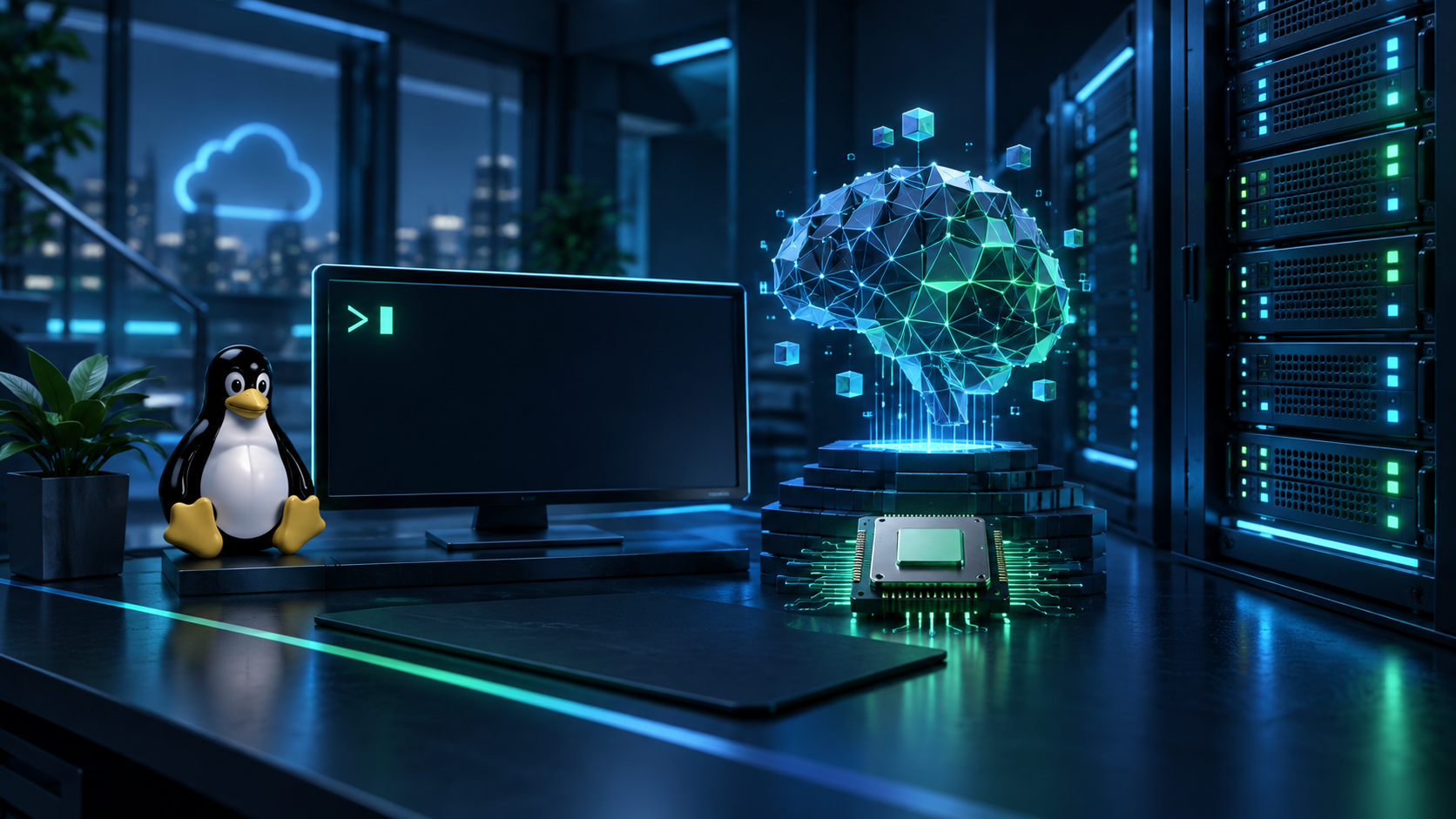 Ilustração técnica sobre Ollama na VPS: Modelo Quantizado sem GPU