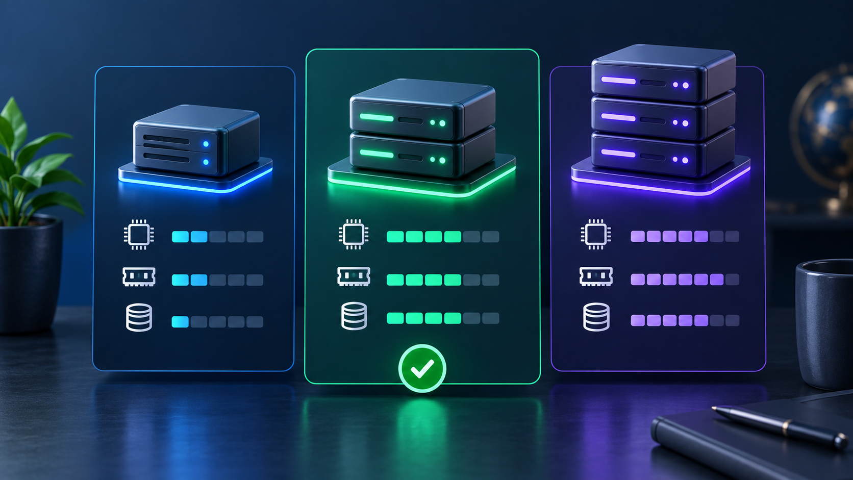 Ilustração técnica sobre como comparar VPS em uma VPS