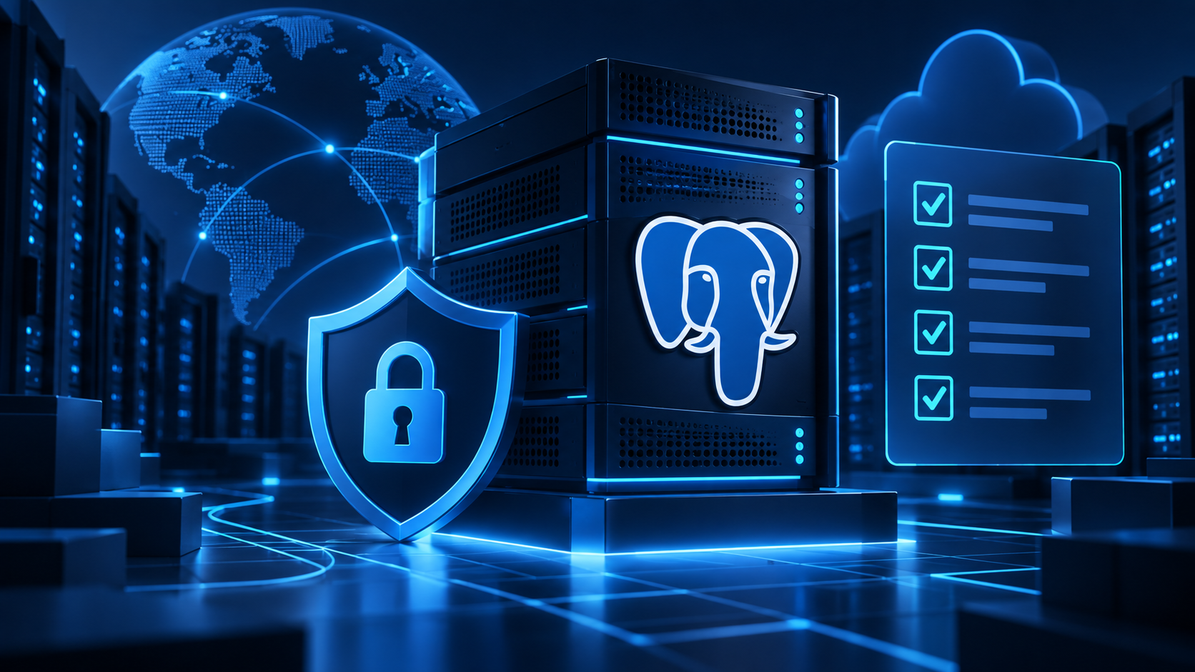 Ilustração sobre PostgreSQL em VPS: limites de CPU, RAM e disco