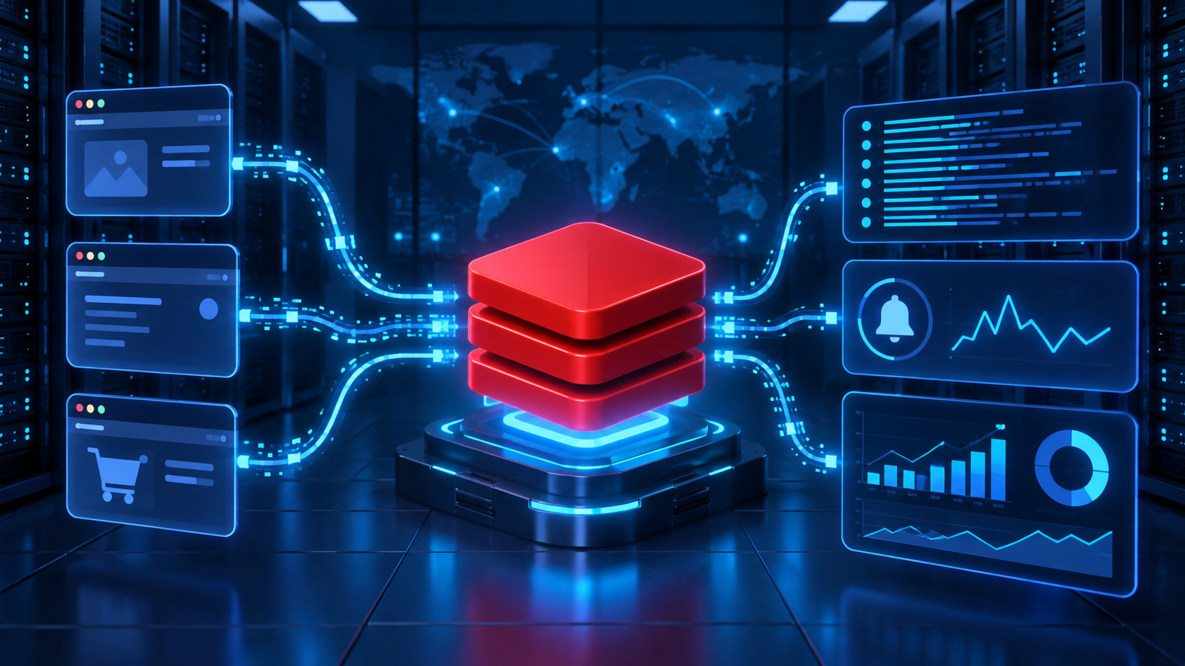 Ilustração sobre Redis para aplicações web: limites de CPU, RAM e disco