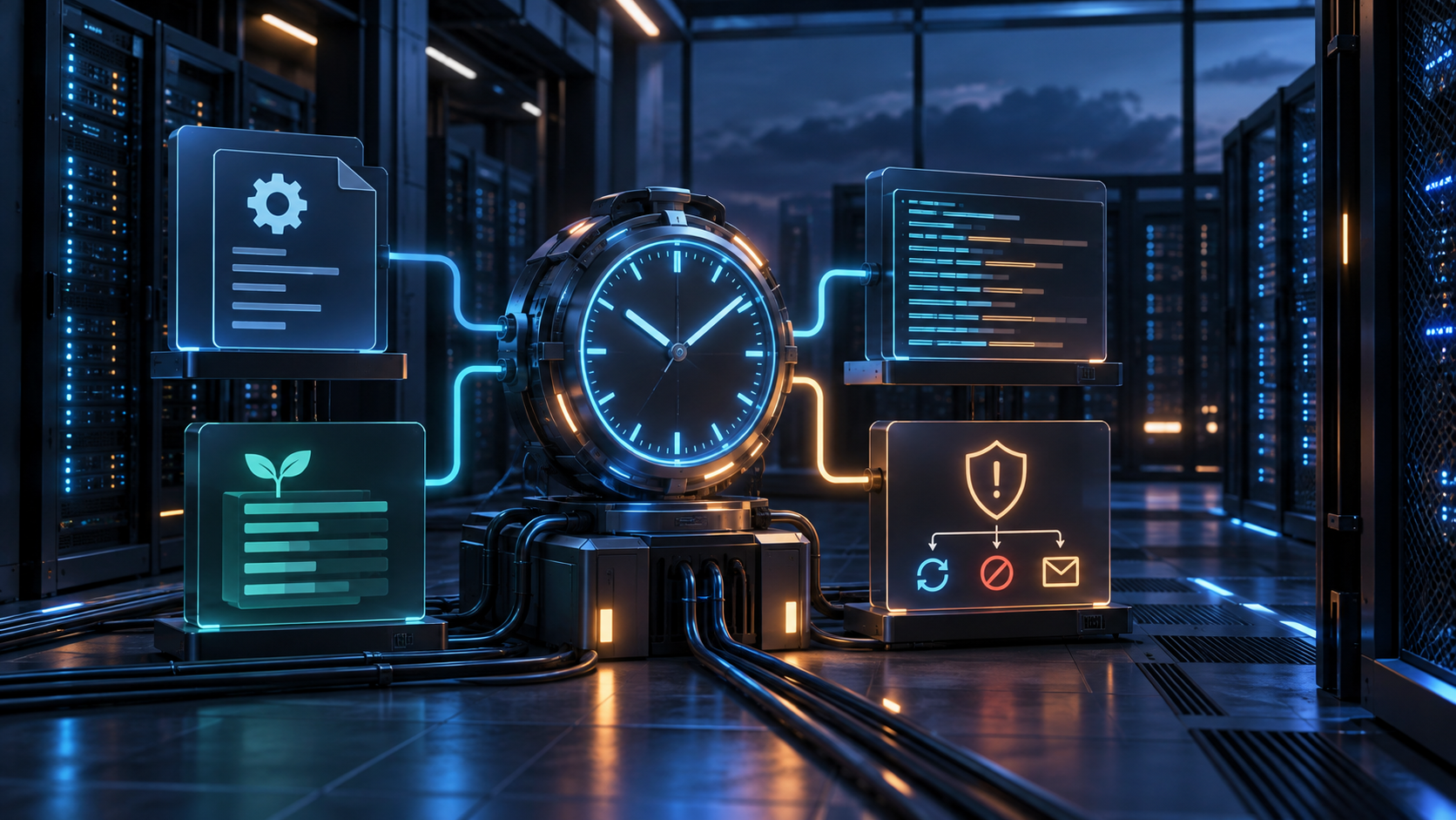 Ilustração técnica sobre Systemd Timer: Jobs Repetíveis sem Cron Cego